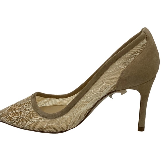 NWOB L'Agence Simone Tan Suede and Beige Lace Pumps - Sz 37.5 ( US 6.5) - Picture 10 of 12